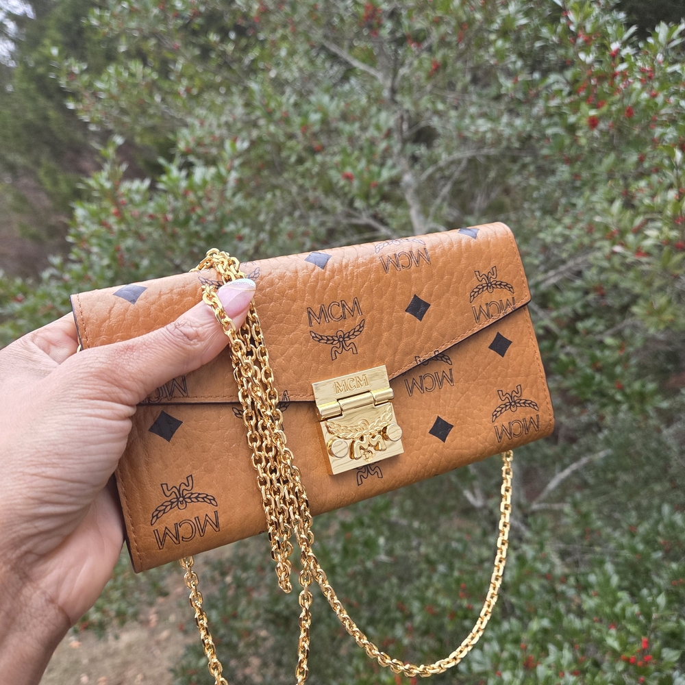 MCM Tan Leather Chain Bag